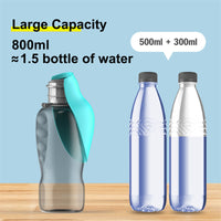 800ml Portable Dog Water Bottle with Foldable Bowl – Leakproof & Travel-Friendly