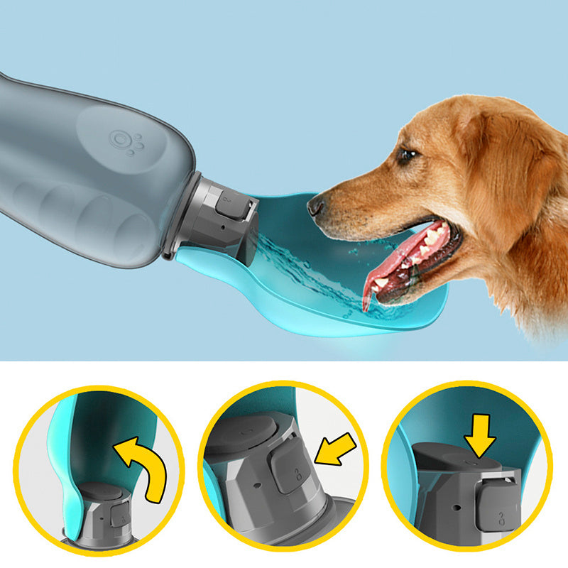 800ml Portable Dog Water Bottle with Foldable Bowl – Leakproof & Travel-Friendly