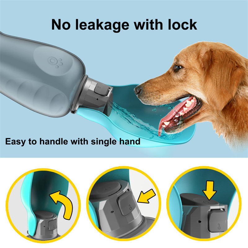 800ml Portable Dog Water Bottle with Foldable Bowl – Leakproof & Travel-Friendly
