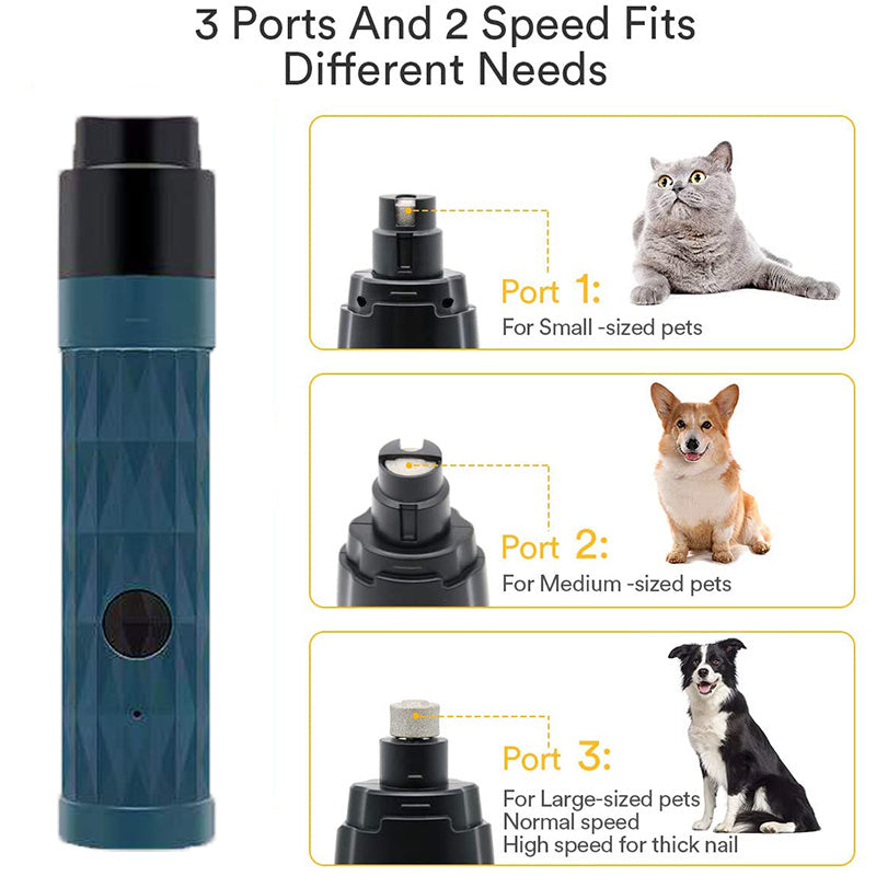 Electric Pet Nail Grinder with LED Light – Safe for Dogs & Cats