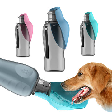 800ml Portable Dog Water Bottle with Foldable Bowl – Leakproof & Travel-Friendly