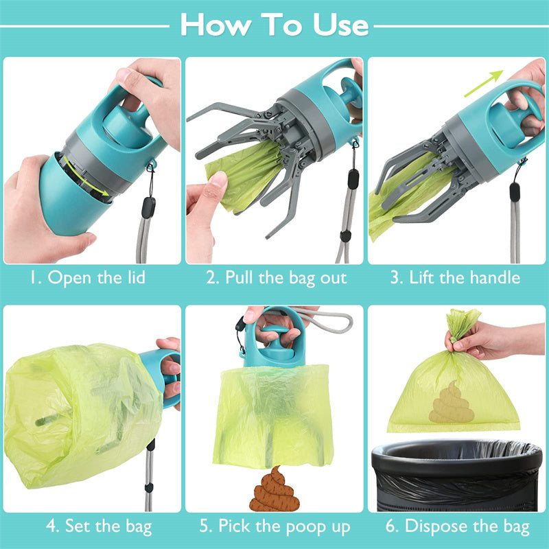 Portable Dog Pooper Scooper with Built-In Bag Dispenser